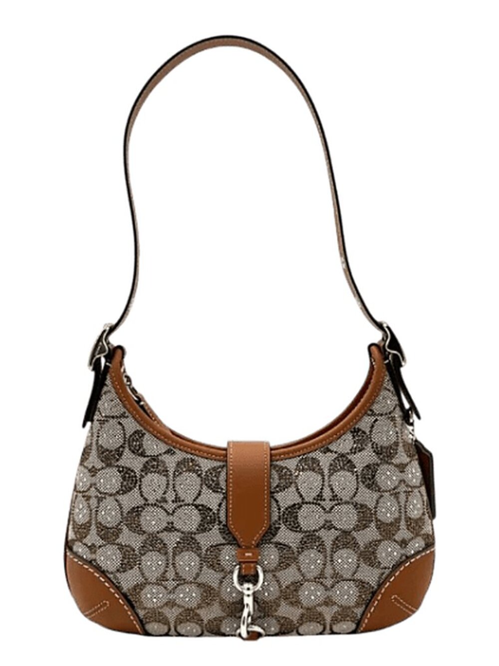 Coach Hamptons Hobo – Crystal Jacquard, Silver/Amber (New)